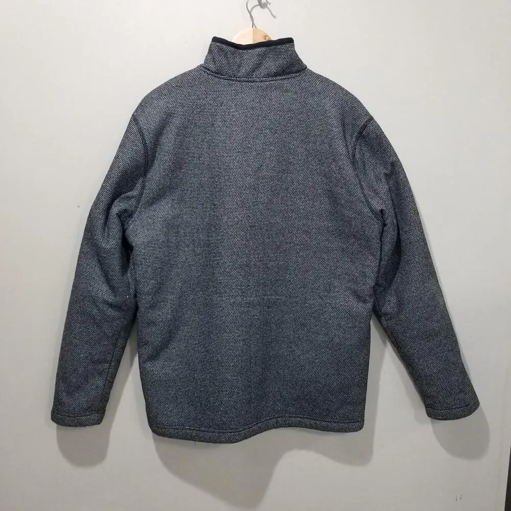 Orvis Pullover Sweater Mens Large Gray Sherpa Lined Quarter Zip Fleece Warm Cozy